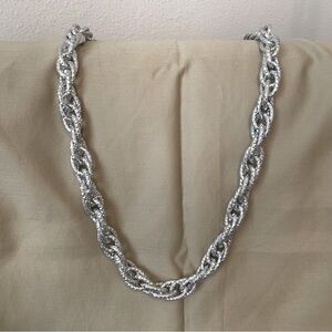 Chunky Silver Rope Style Necklace